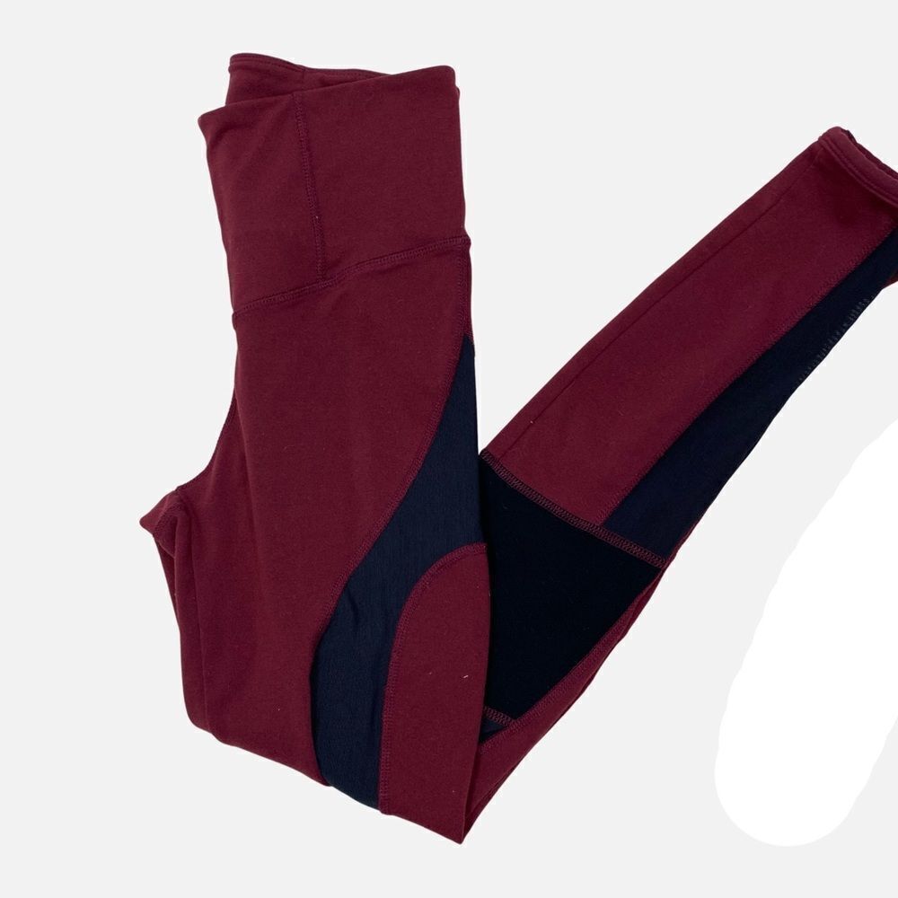 Free People Women’s Cool Rider Leggings Burgundy and Black XS - Picture 6 of 14